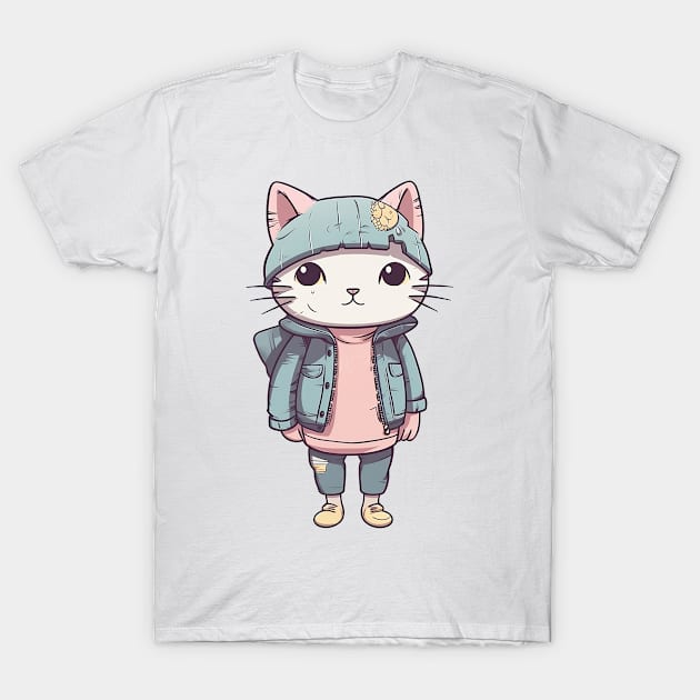 A cute kitty wearing street fashion T-Shirt by AestheticsArt81